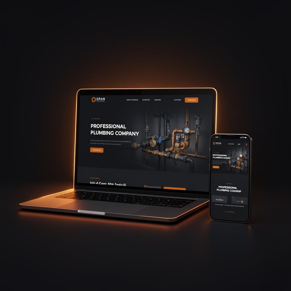 Professional trade business website shown on laptop and mobile